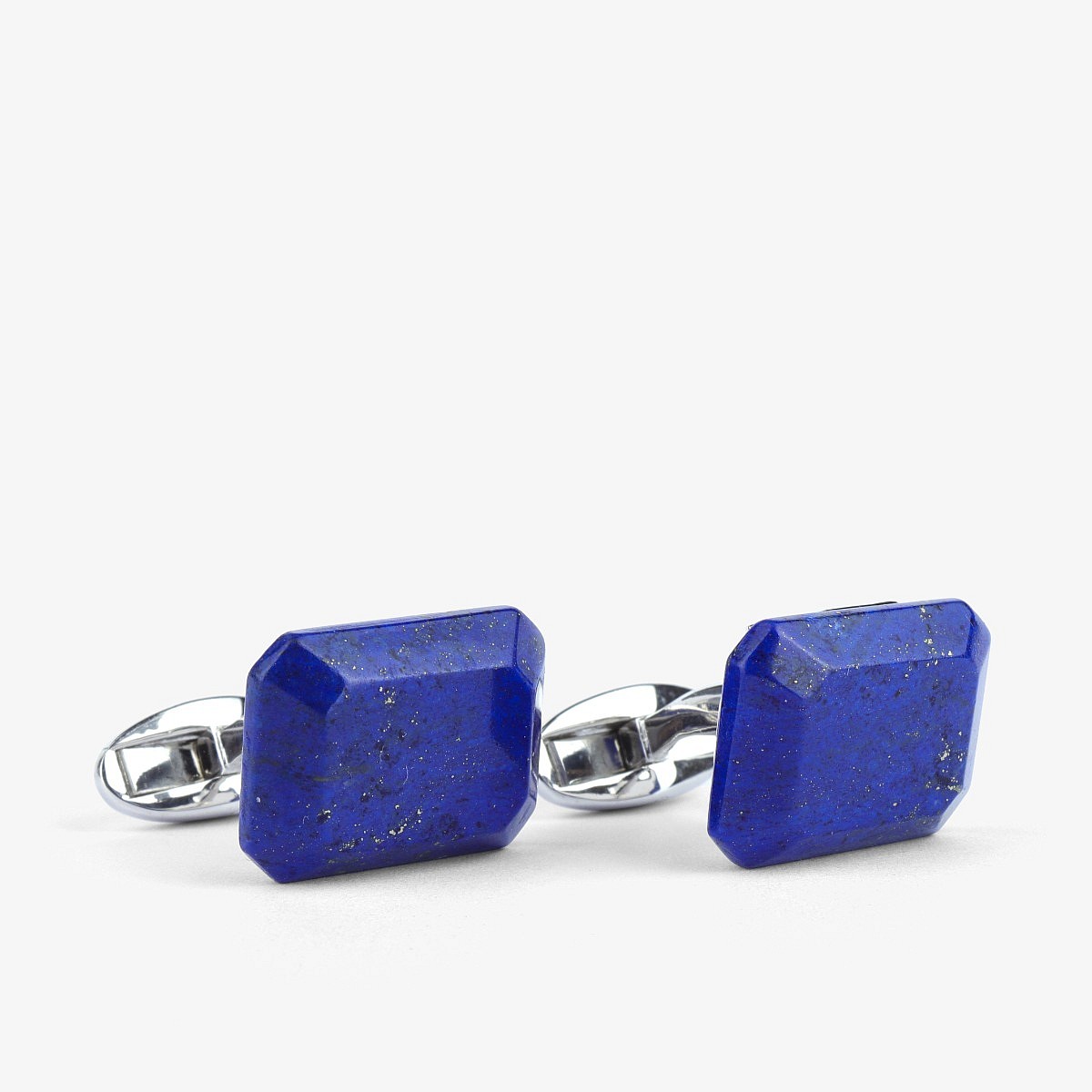 Barbarulo octagon blue lapis lazuli sterling silver rhodium cufflinks