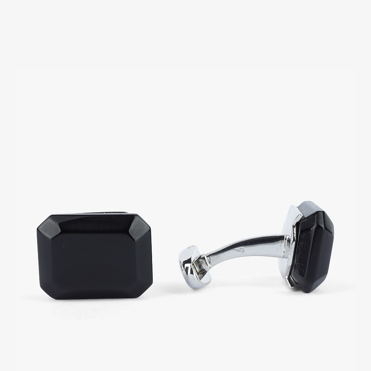 Men's Onyx and Diamond Cuff Links in Sterling Silver