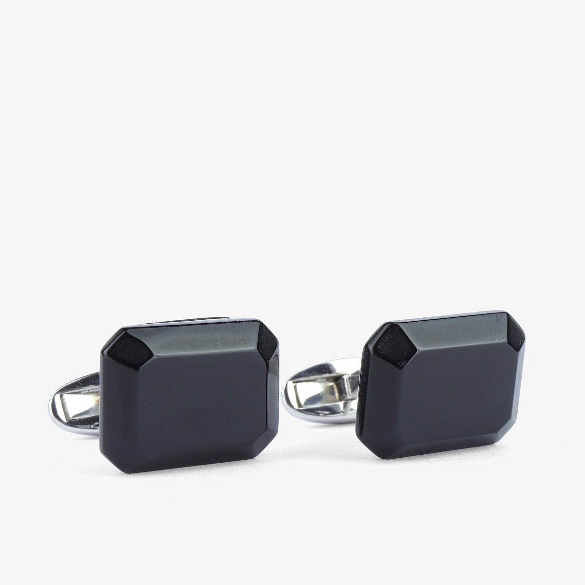 Barbarulo Octagon Black Onyx Sterling Silver Rhodium Cufflinks