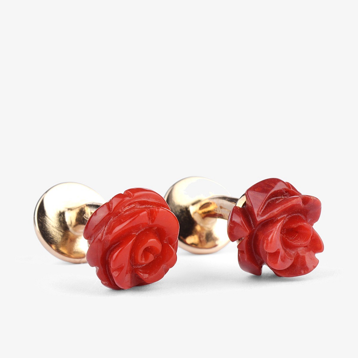Barbarulo rose red madrepore sterling silver gold cufflinks