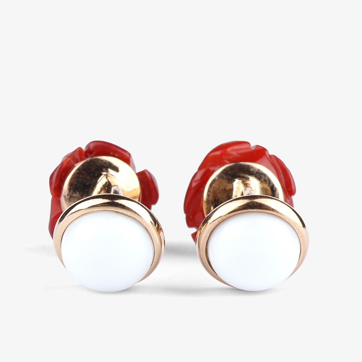 Barbarulo rose red madrepore sterling silver gold cufflinks