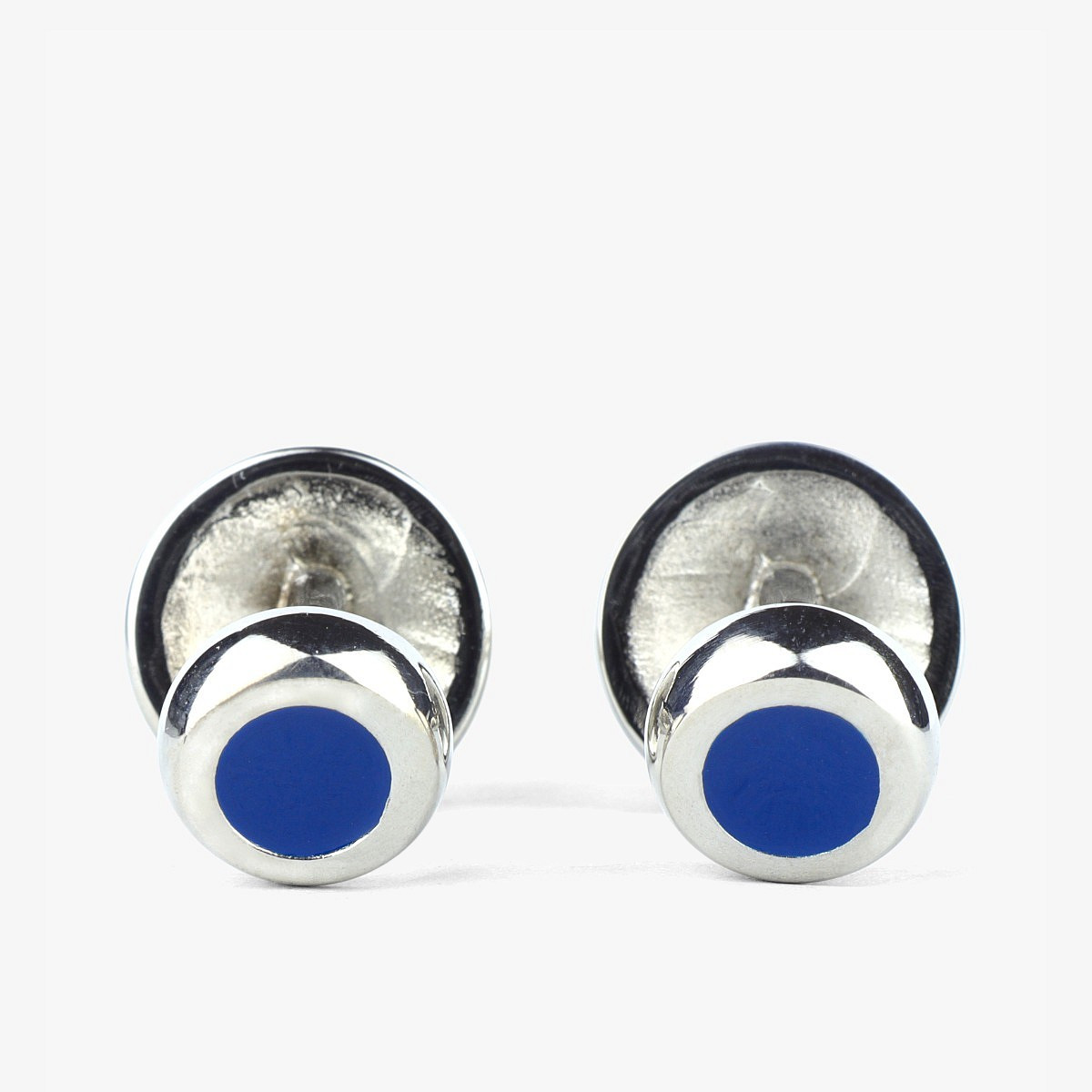 Barbarulo round royal blue enamel silver rhodium cufflinks