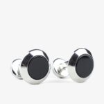 Barbarulo round black onyx sterling silver rhodium cufflinks