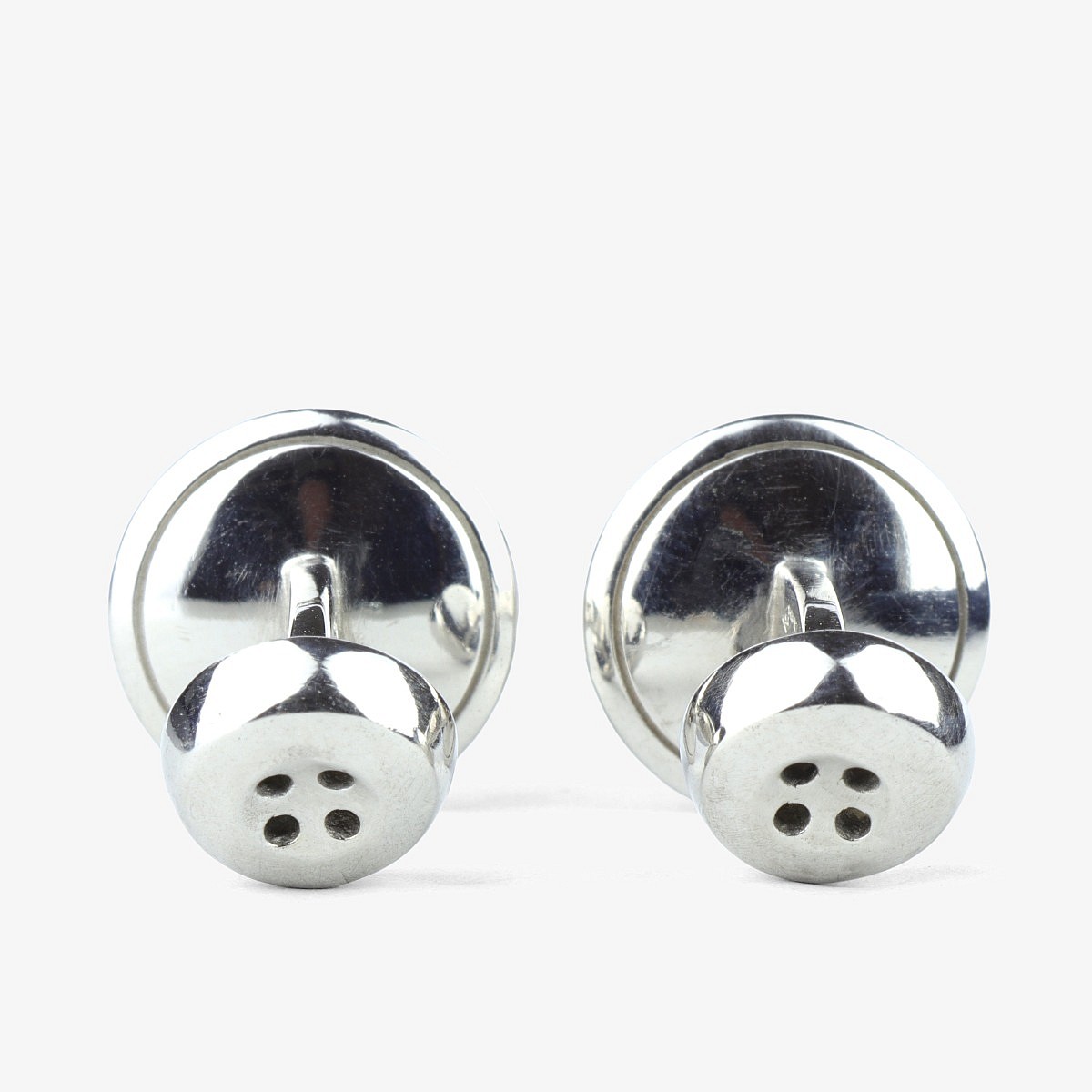 Barbarulo round black onyx sterling silver rhodium cufflinks