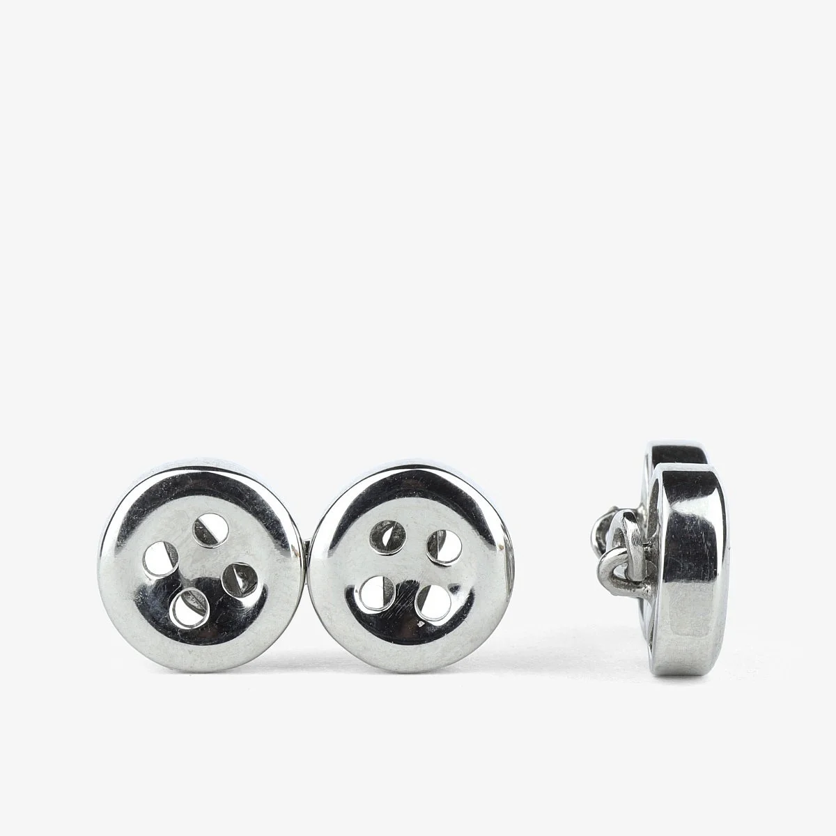 Barbarulo small sterling silver rhodium buttons cufflinks