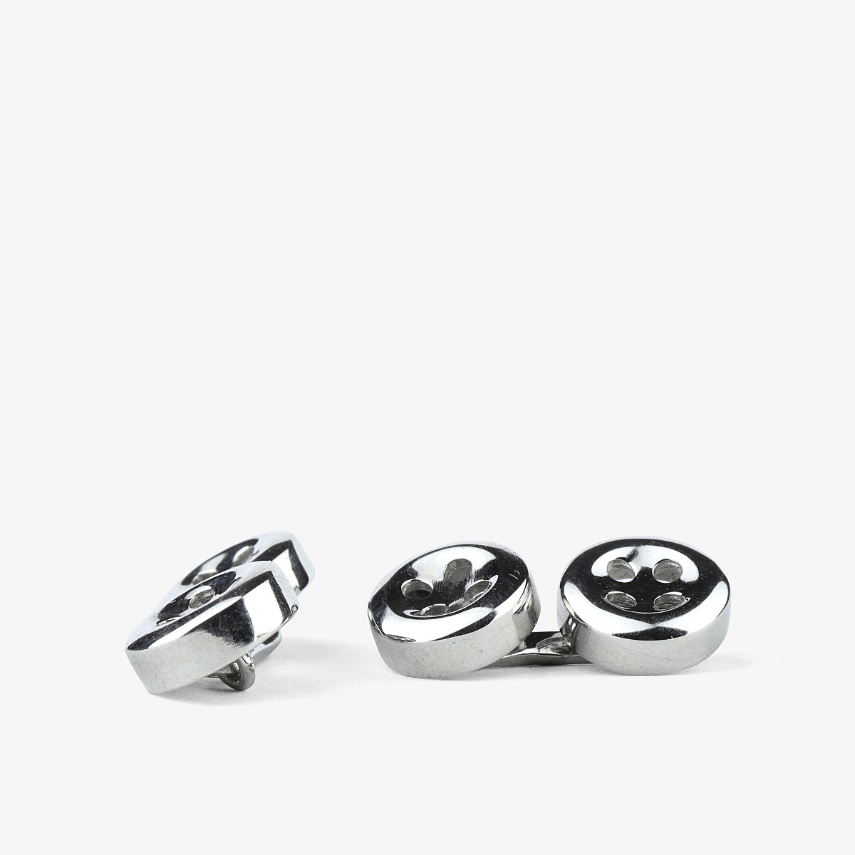 Barbarulo Small Sterling Silver Rhodium Buttons Cufflinks - The