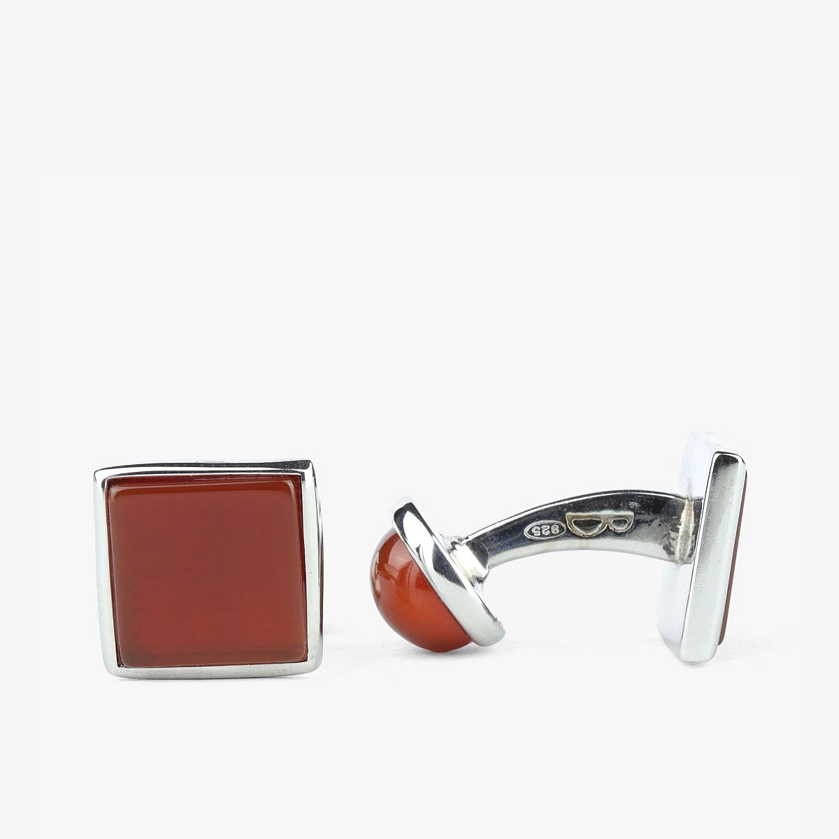 Barbarulo square red carnelian sterling silver rhodium cufflinks