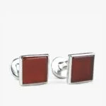 Barbarulo square red carnelian sterling silver rhodium cufflinks