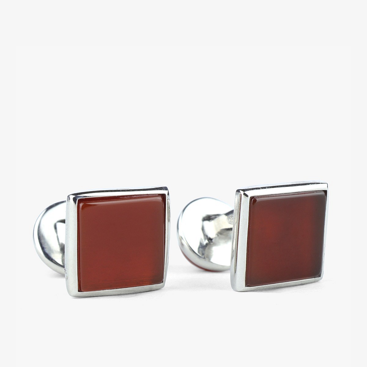 Barbarulo square red carnelian sterling silver rhodium cufflinks