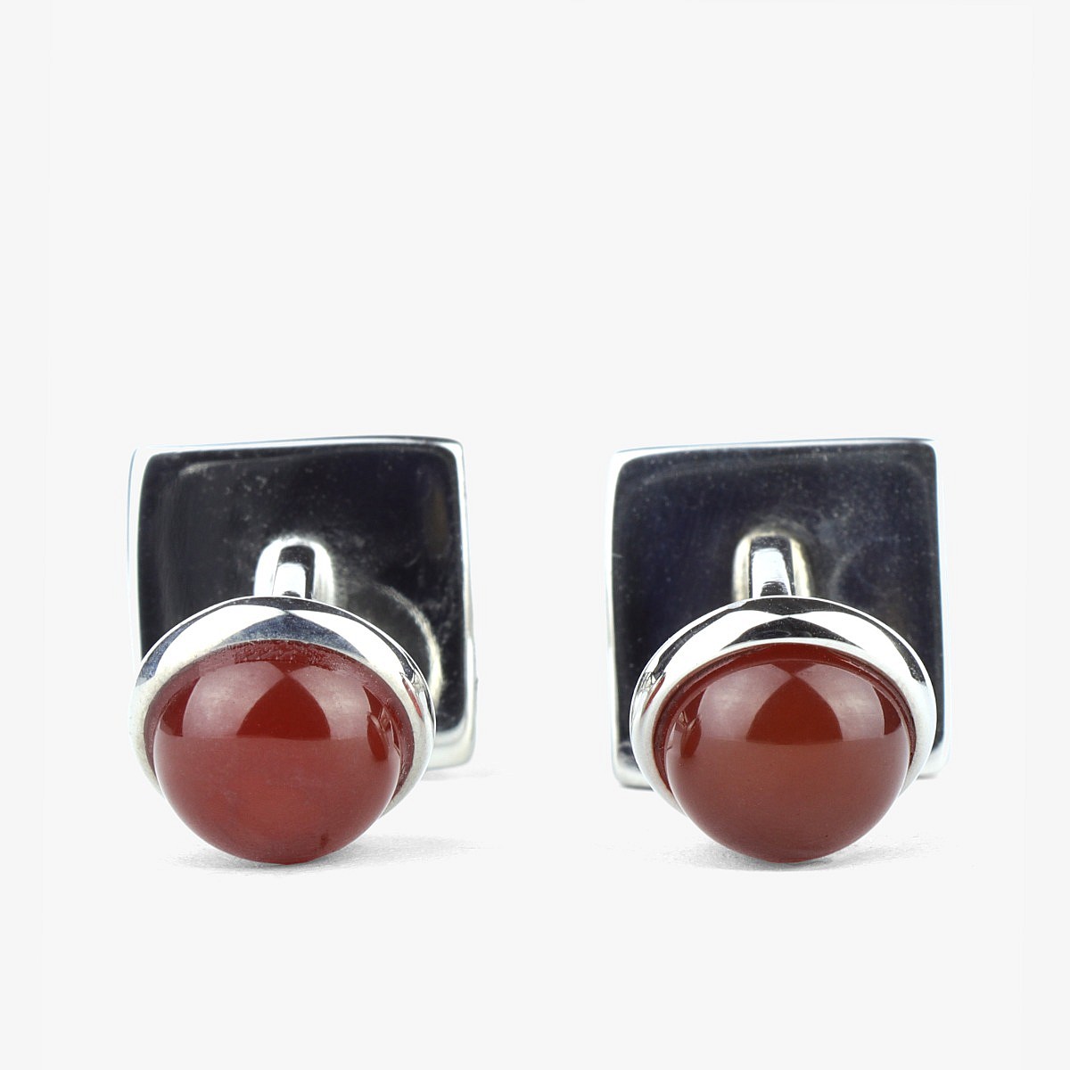 Barbarulo square red carnelian sterling silver rhodium cufflinks