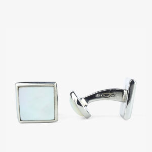 Barbarulo square mother of pearl sterling silver rhodium cufflinks