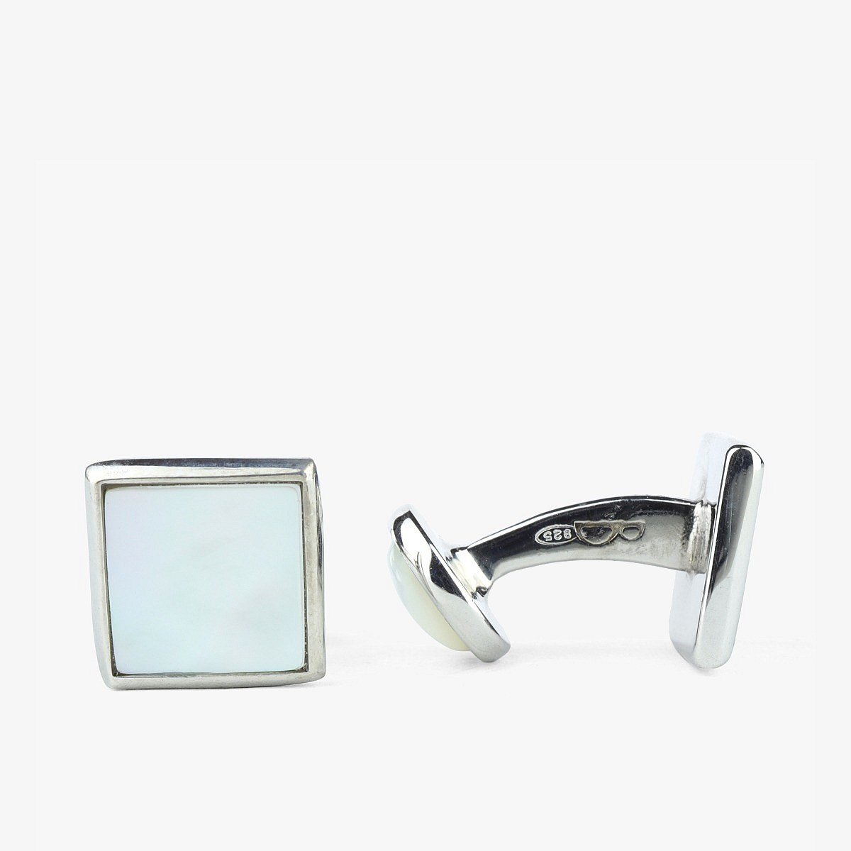 Barbarulo square mother of pearl sterling silver rhodium cufflinks