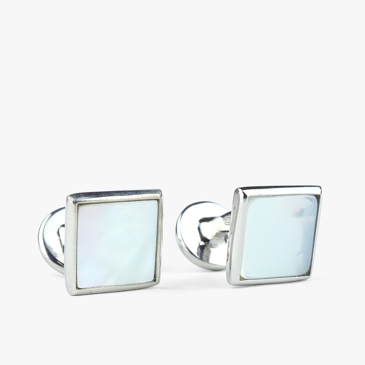 Barbarulo square mother of pearl sterling silver rhodium cufflinks
