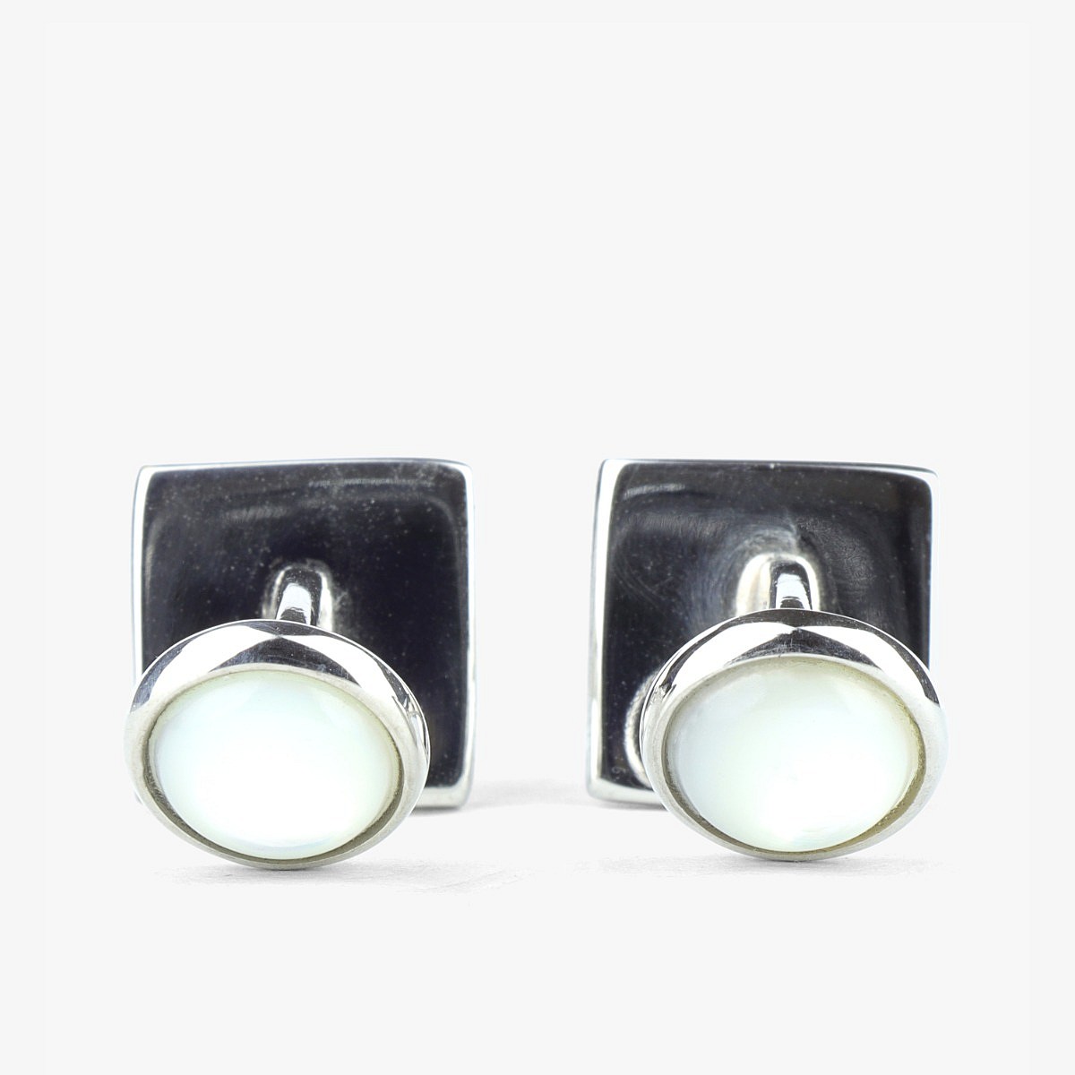 Barbarulo square mother of pearl sterling silver rhodium cufflinks