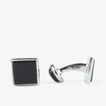Barbarulo square black onyx sterling silver rhodium cufflinks