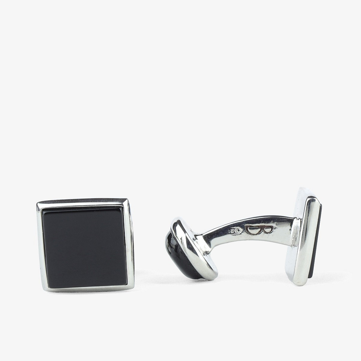 Barbarulo Round Black Onyx Sterling Silver Rhodium Cufflinks - The