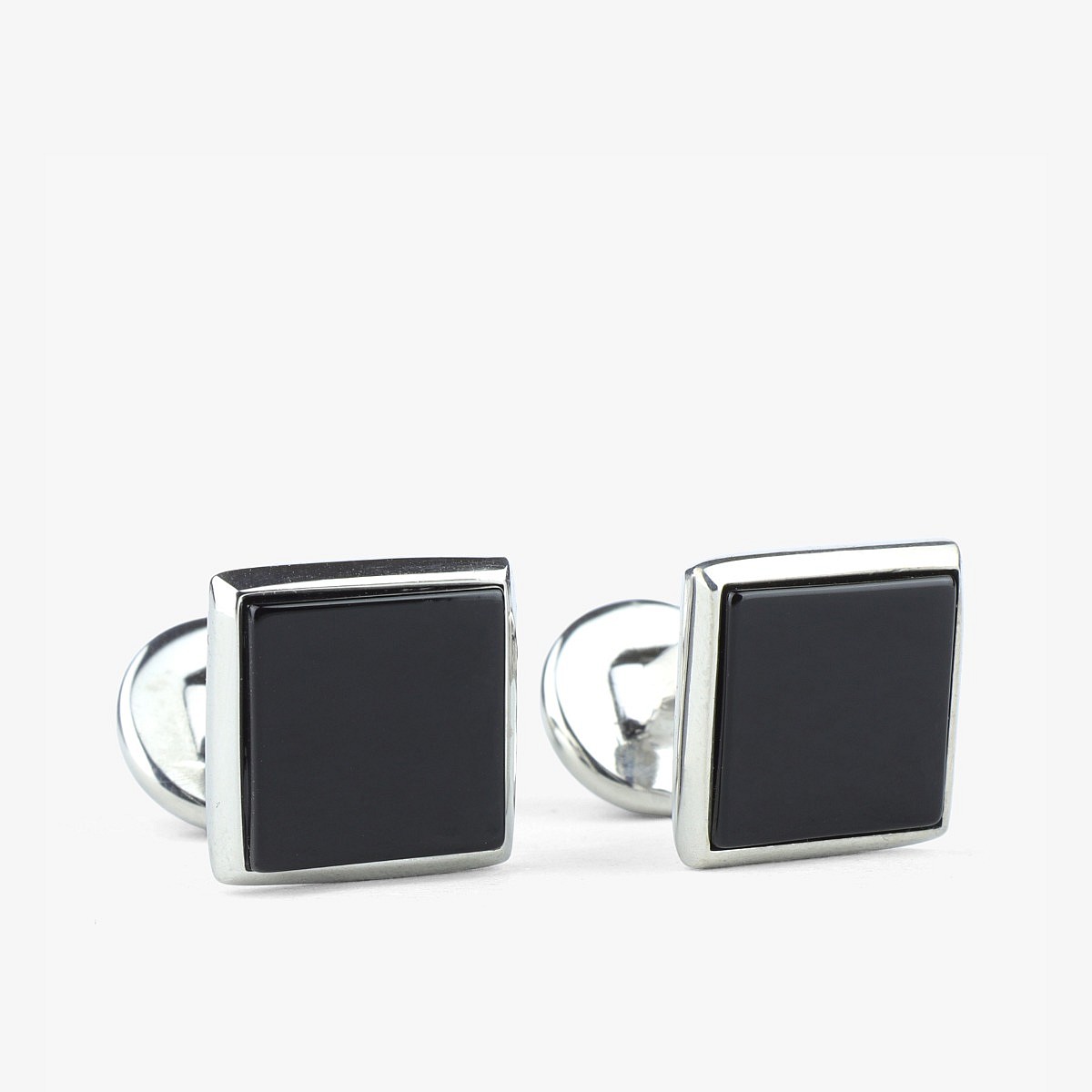 Barbarulo square black onyx sterling silver rhodium cufflinks