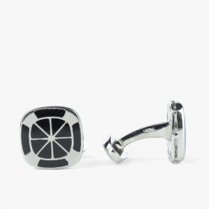 Barbarulo square sm4 black enamel sterling silver rhodium cufflinks