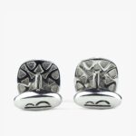 Barbarulo square sm4 black enamel silver rhodium cufflinks