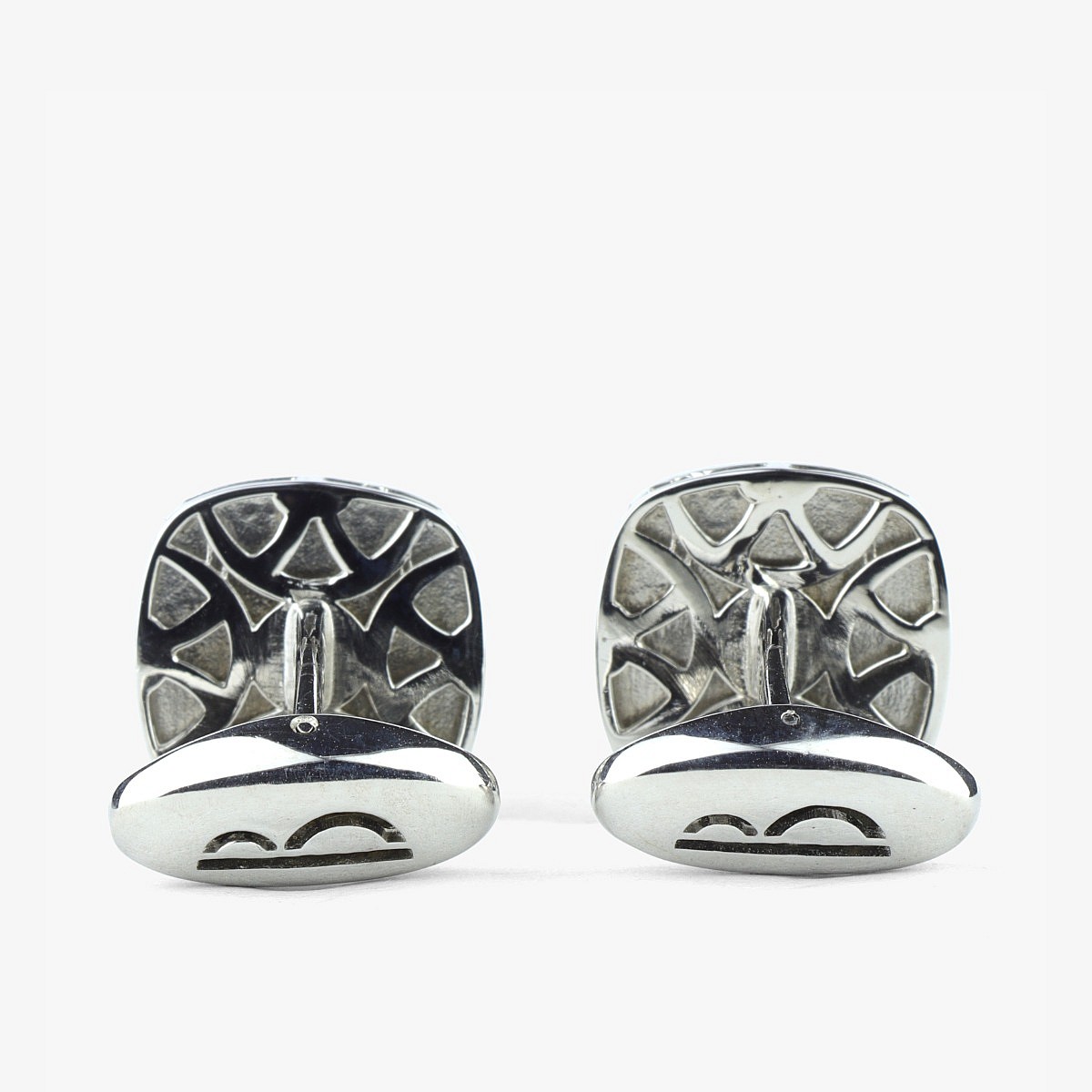 Barbarulo square sm4 black enamel silver rhodium cufflinks