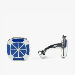 Barbarulo square sm4 blue enamel sterling silver rhodium cufflinks