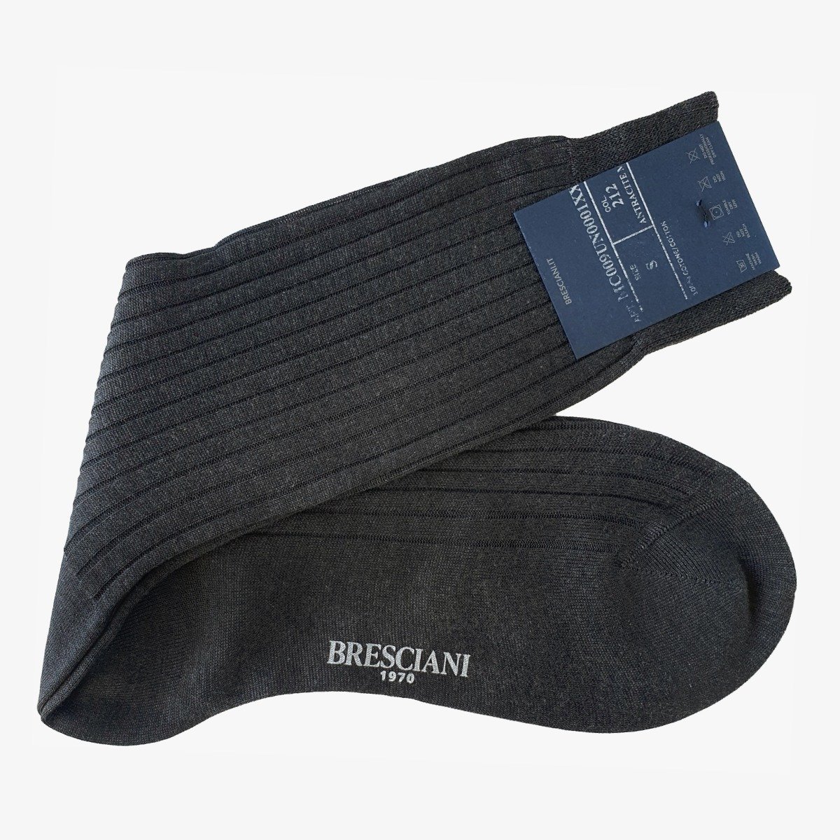 Bresciani Cesare grey melange ribbed socks