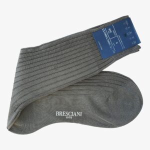 Bresciani Cesare medium grey ribbed cotton mid-calf socks