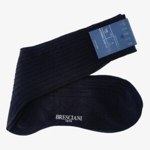 Bresciani Cesare navy ribbed cotton men's socks