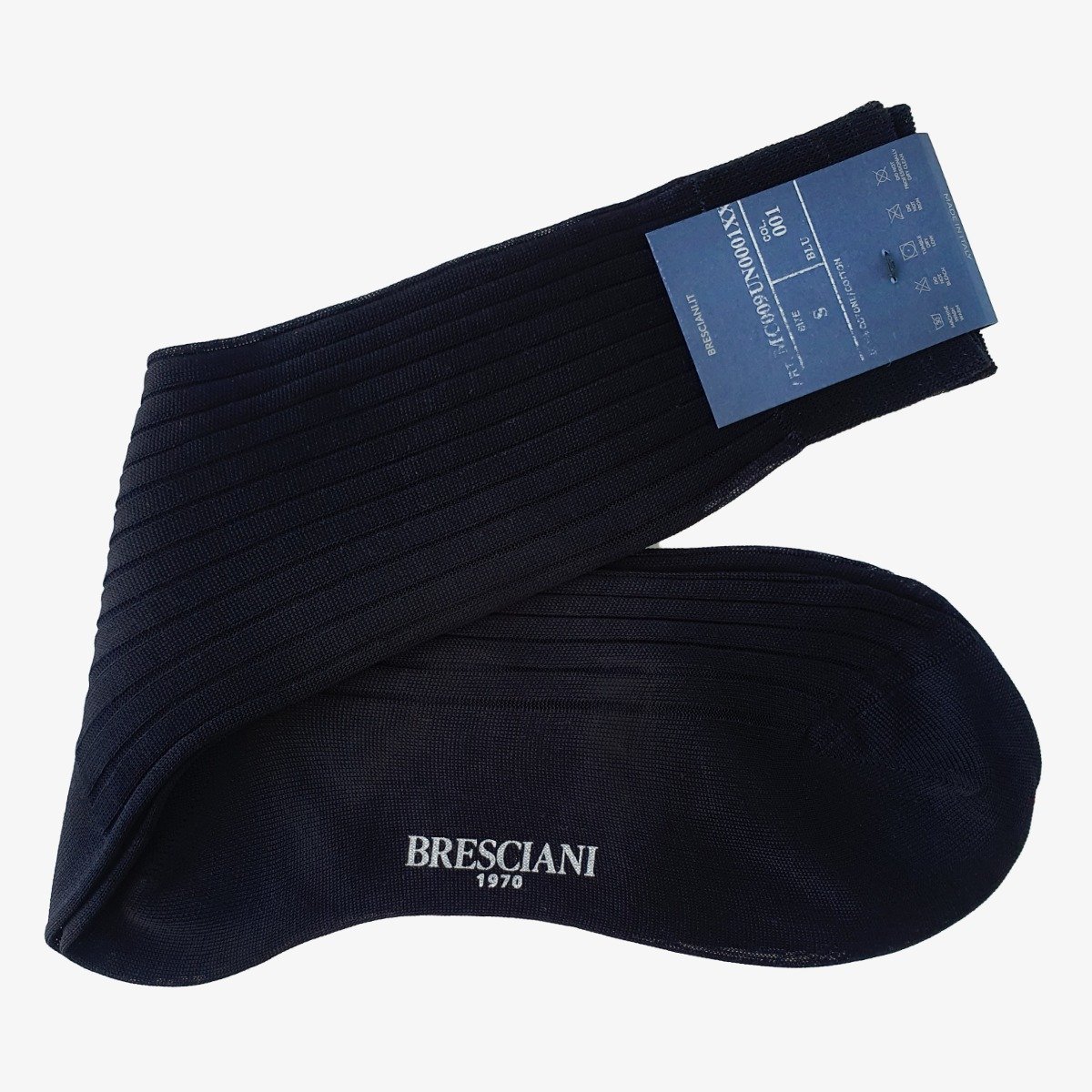 Bresciani Cesare navy ribbed socks