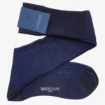 Bresciani Mario navy and blue ribbed striped socks - Knee-high