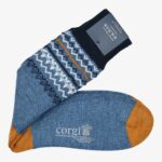 Corgi blue Fair Isle merino wool socks I