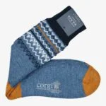 Corgi blue Fair Isle merino wool socks