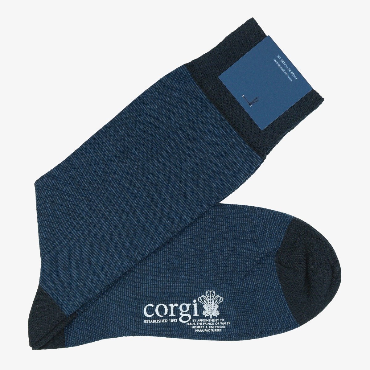 Corgi navy micro stripe cashmere men's socks