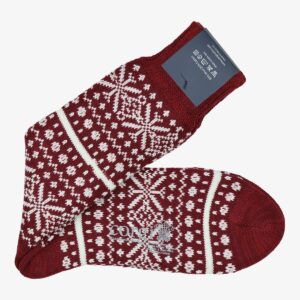 Corgi red Fair Isle wool socks