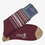 Corgi red Fair Isle merino wool socks I