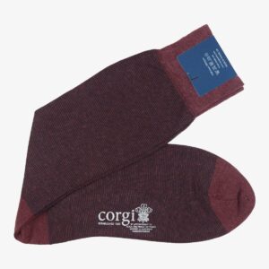 Corgi vyno spalvos plonais dryžiais kojinės su kašmyro vilna