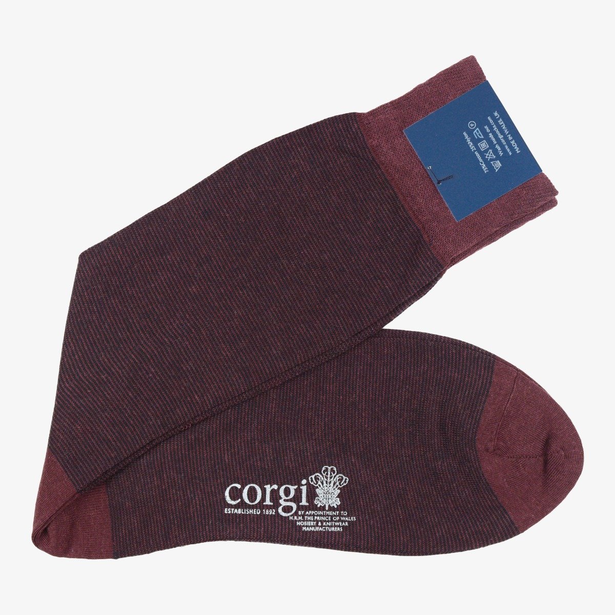 Corgi wine micro stripe cashmere cotton socks