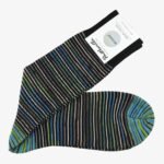 Pantherella Atolla black lime multi stripe space dye socks