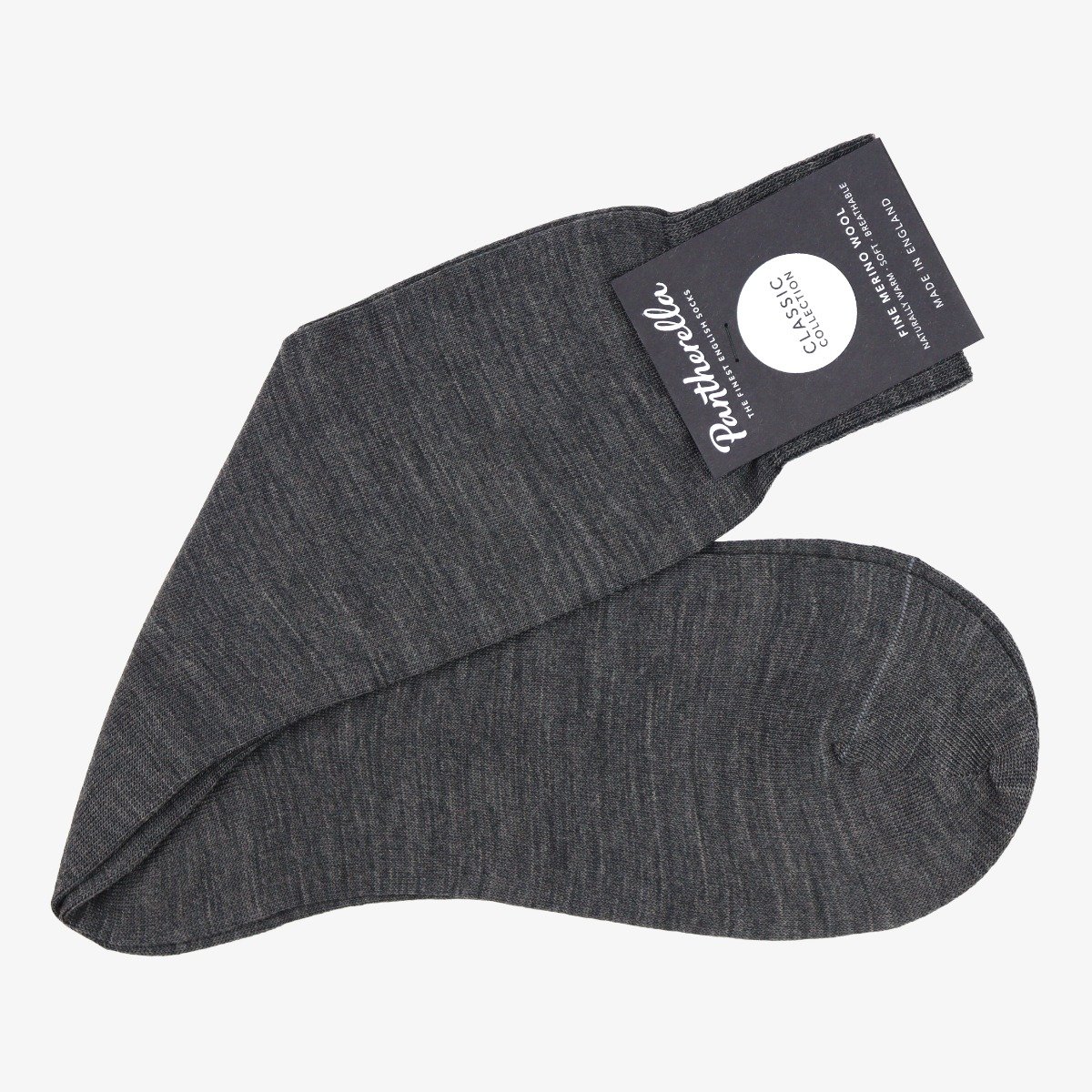 Pantherella Camden dark grey merino wool mid calf socks