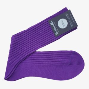 Pantherella Danvers violetinės briaunuoto mezgimo kojinės