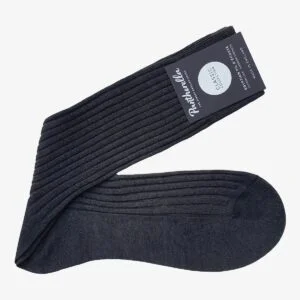 Pantherella Danvers tamsiai pilkos briaunuoto mezgimo kojinės