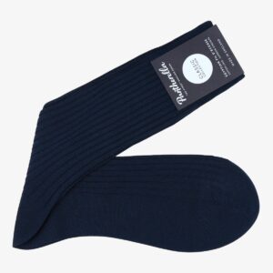 Pantherella Danvers tamsiai mėlynos briaunuoto mezgimo kojinės