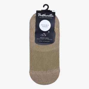 Pantherella Mahon light khaki merino wool invisible men's socks