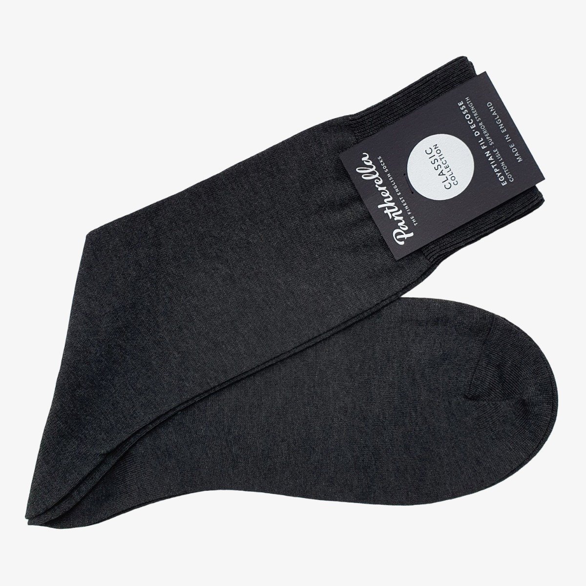 Pantherella Sackville dark grey cotton mid-calf socks