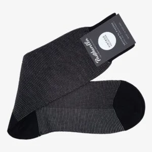 Pantherella Tewkesbury black birdseye cotton mid-calf socks
