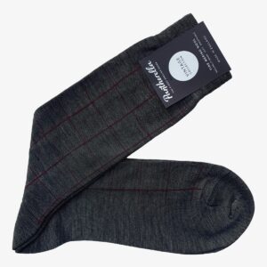 Pantherella Westleigh dark grey windowpane merino wool men's socks