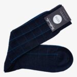 Pantherella Westleigh navy windowpane merino wool socks