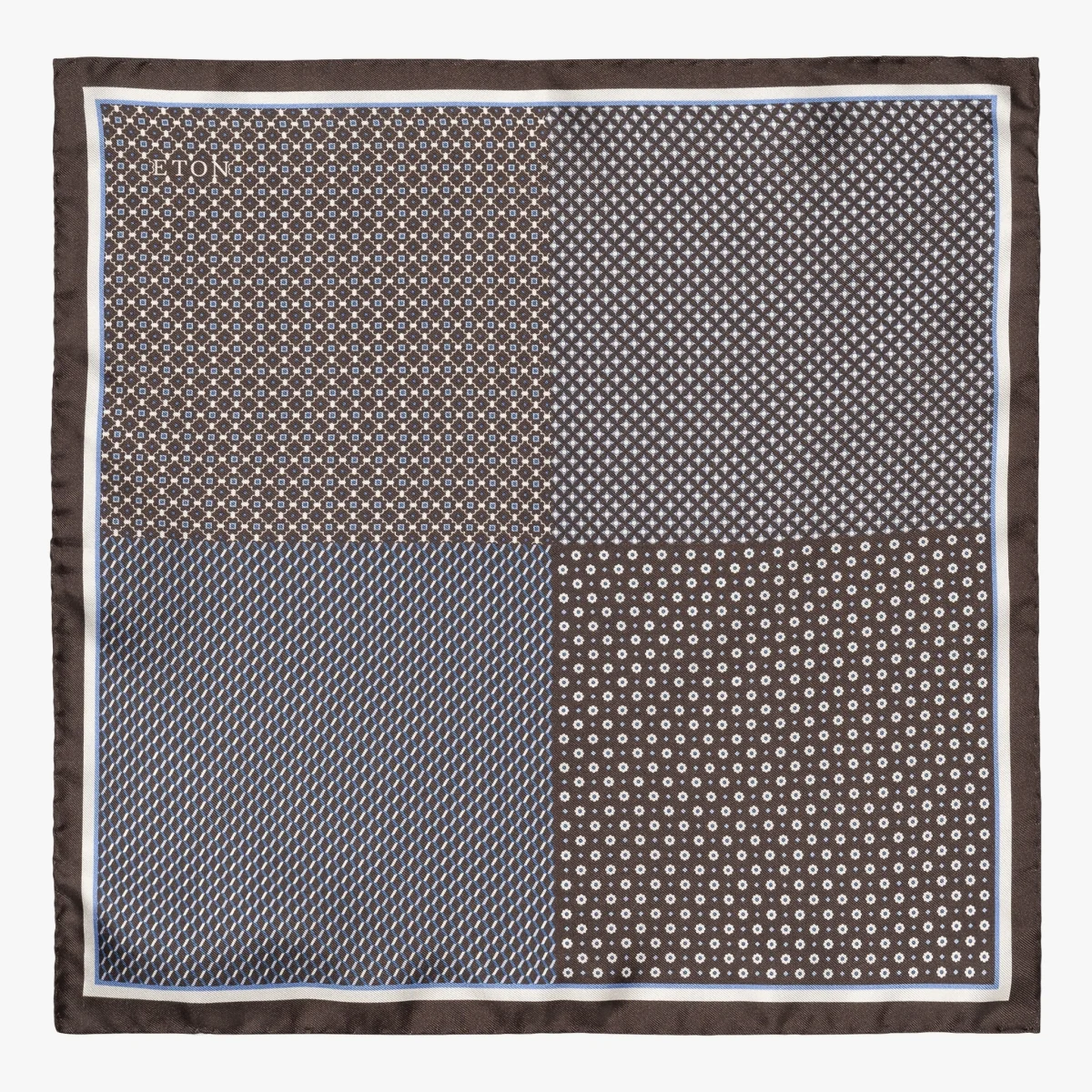 Eton brown four sided silk pocket square