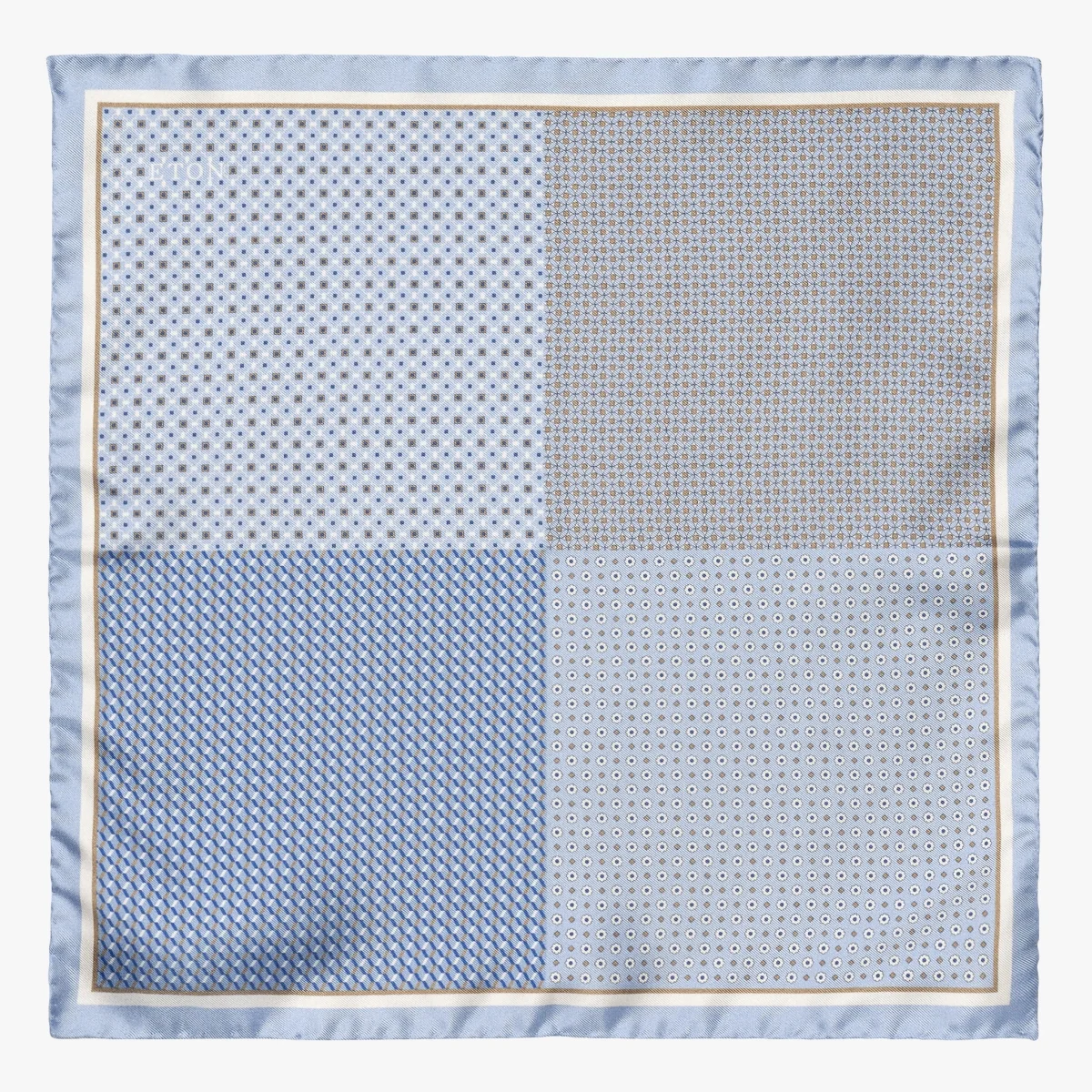 Eton light blue four sided silk pocket square