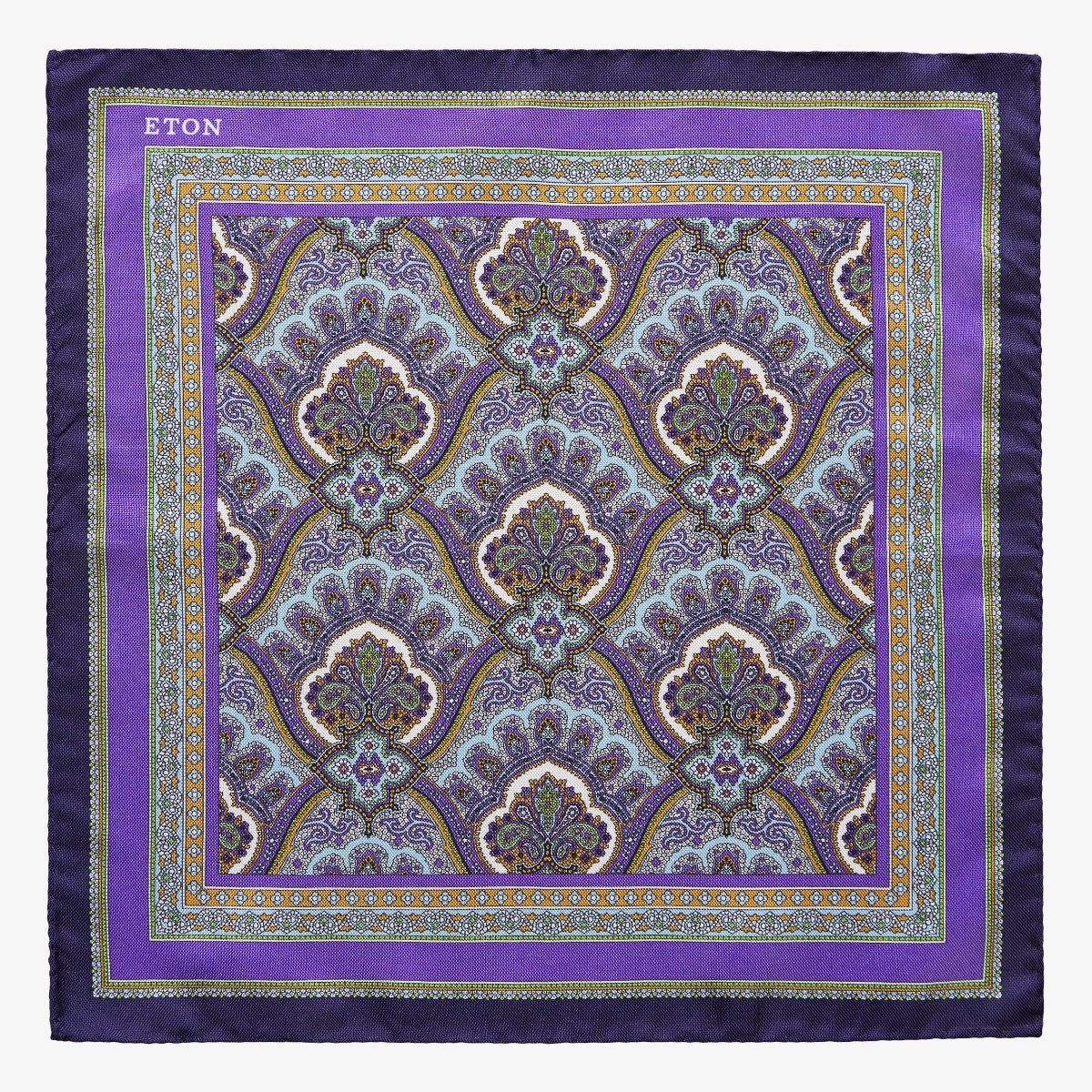 Eton purple paisley silk pocket square
